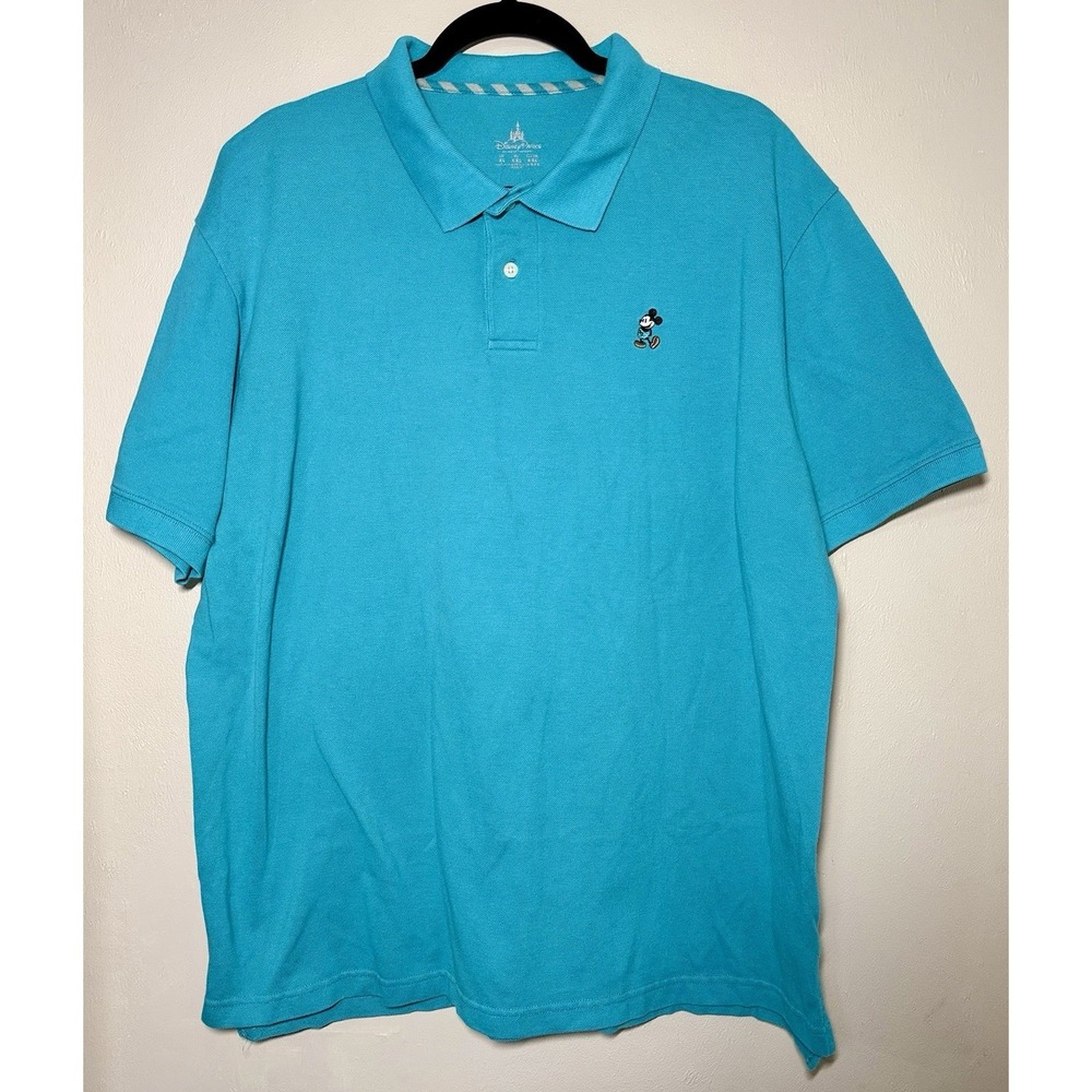 Disney Parks Polo Shirt Men's XL Blue Mickey Mouse Embroidered Preppy Dad Shirt